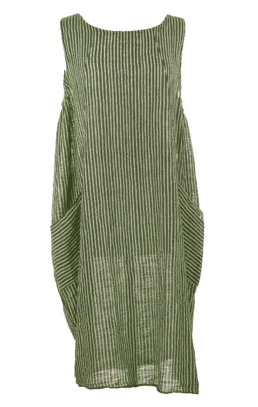 Sleeveless 2 Pocket Stripe Dress